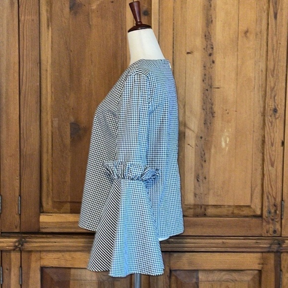 Scrap Work Boutique Gingham Bell Sleeve Blouse Sz. S - Picture 4 of 16